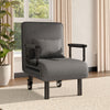 Grey Fabric 3 IN 1 Multifution Folding Sofa Bed Armchair Single Beds W/2 Wheels