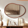 Large Irregular Wooden Framed Wall Mirror Asymmetrical Unique Hanging Loft Style