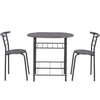 3 Pcs Compact Dining Room Set Kitchen Breakfast Bar Table with Storage Shelf