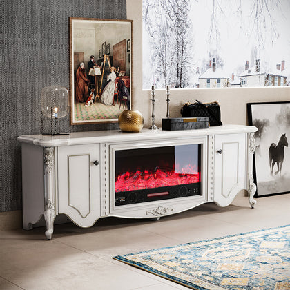 180CM Fireplace TV Stand Cabinet Fire Logs Heater 7 Flame Color with WIFi