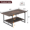2-Tier Large Wood Coffee Table with Storage Shelf Living Room Furniture