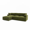 Green Velvet L Shaped Sofa 3 Seater Left Hand Facing Saddle Arms Modern Style