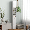 Bathroom Tall Cabinet Slim Freestanding Storage Organizer Cupboard With 2 Doors