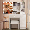 Dressing Table With 7 Drawers Mirror Stool Set Makeup Desk Vanity Table Bedroom