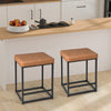 2X 60cm Counter Height Stools Metal Frame Modern Square Pub Bar Stools Brown