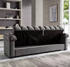 Grey 3 Seater Sofa Bed Convertible Modern With Storage Comfortable Cushions