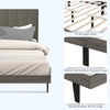 Upholstered Bed Frame with Channel Tufted Headboard-Grey