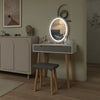 Modern Dressing Table Set with Light Mirror Stool Makeup Desk with Drawer Grey
