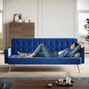 ELEGANT Blue Velvet Sofa Bed Modern 3 Seater Click Clack Luxury Sofas Settee