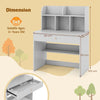 Kids Wooden Study Desk Children Writing Table with Hutch & Drawer-Grey