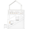 Cabin House Bunk Bed Solid Pine Wood Kids High Sleeper with Storage Stairs White