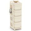 Mobile Narrow Storage Cabinet on Wheels w/Handle-White