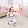Kids Vanity Table & Chair Set Children Makeup Dressing Table with Mirror