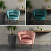 Velvet Scallop Shell Back Tub Chair Armchair Dressing Sofa Stool Bedroom Lounge