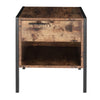 Rustic Square Bedside Table With Drawer Lamp Cupboard Cabinet Unit Furniture NEW