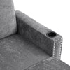 Grey L-Shaped Sofa w/3 Seater & Mobile Foot Stool, Modern Corner Sectional Couch