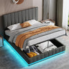 OTTOMAN STORAGE BED FRAME 4FT6 DOUBLE 5FT KING WITH HYDRAULIC STORAGE, LED LIGHT