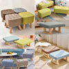 Small Linen Fabric Padded Footstool Footrest Pouffe Wooden Leg StoolHall Chair
