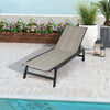 Outdoor Recliner Chair PE Rattan Patio Chaise Lounge Adjustable Backrest w/Wheel