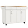 ROLLING KITCHEN ISLAND STORAGE TROLLEY CART CABINET WOOD TOP 2 DRAWERS 4 DOORS