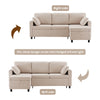 L-SHAPED CORNER SOFA, 3 SEATER PULL OUT SOFA SETTEE SOFA BED WITH STORAGE, BEIGE