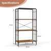 Costway 4-Tier Bookshelf Open-Back Storage Shelf Display Rack Shelving Unit