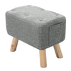 Linen Footstool Footrest Ottoman Pouffe Padded Rectangle Seat Chair w/ Wood Legs