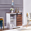 Retro Sliding Barn Door Sideboard with 2-Tier Shelves Storage Cabinet Kitchen