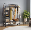 Heavy Duty Double Clothes Rail 120KG Load Cloth Rack With Shelves & Shoe Stand
