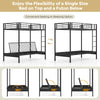 Convertible Couch and Bed with Ladder & Safety Guardrails-Black