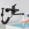 New 360° Wall-mounted Kitchen Tap Stainless Steel Bathroom Faucet with Spray Gun