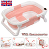 Portable Baby Bath Tub Toddler Bathtub with Thermometer Collapsible Baby Shower