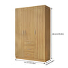 180cm Wooden 3 Door Wardrobe With 3 Drawers Bedroom Storage Hanging Bar Clothes