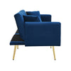 Modern Velvet Sofa Bed 2 Seater Click Clack Sofa Settee Recliner Couch Blue