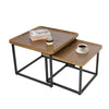 Set of 2 Nesting Coffee Table Wood Grain Top Industrial End Table Center Table