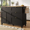 Kitchen Storage Trolley, Rolling Island Cabinet with Drop-Leaf Tabletop, Black