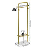 Gold Clothes Rack Corner Hanging Rail Coat Stand Mable Base with Shelf