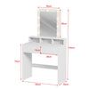 Bedroom Modern Dressing Table Vanity Desk With Drawers Shelves LED Mirror White