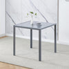 Small Space Dining Set 3Pcs Square Gray Glass Dining Table+ 2 Dining Chairs Set