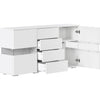 Sideboard Display Cabinet with Drawers Modern LED TV Stand Unit High Gloss White