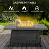 7 Pieces Outdoor Rattan Garden Furniture with Fire Pit Table & 6 Chairs