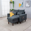 2 Seater faux leather/Linen Fabric Love Seat Sofa Armchair with Footstool Couch