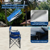Folding Double Beach Chair w/ Adjustable Canopy Portable Loveseat Blue