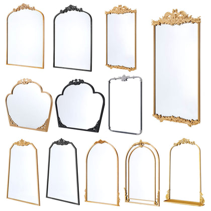 Arched Mirror Home Garden Decor Gold/Black Metal Distressed Hanging Wall Mounted