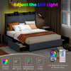 Costway King Size 5FT Bed Frame Upholstered Platform Bed with LED Lights