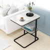 C Shape 2 Tiers End Table Bay Window/Bed/Sofa Side Unit with Shelf Marble Effect