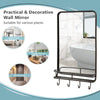 Wall-mounted Bathroom Mirror Rectangle Vanity Mirror with Storage Shelf & Hooks
