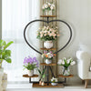 Strong Metal Plant Rack Floor Heart Shape Garden Flower Stand with 5 Pot Holders