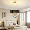 Modern Crystal Chandeliers Round Black Gold Pendant Lights for Dining Room