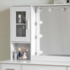 White Dressing VanityTable Wood Makeup Desk with LED Mirror 6 Drawers 2 cabinet